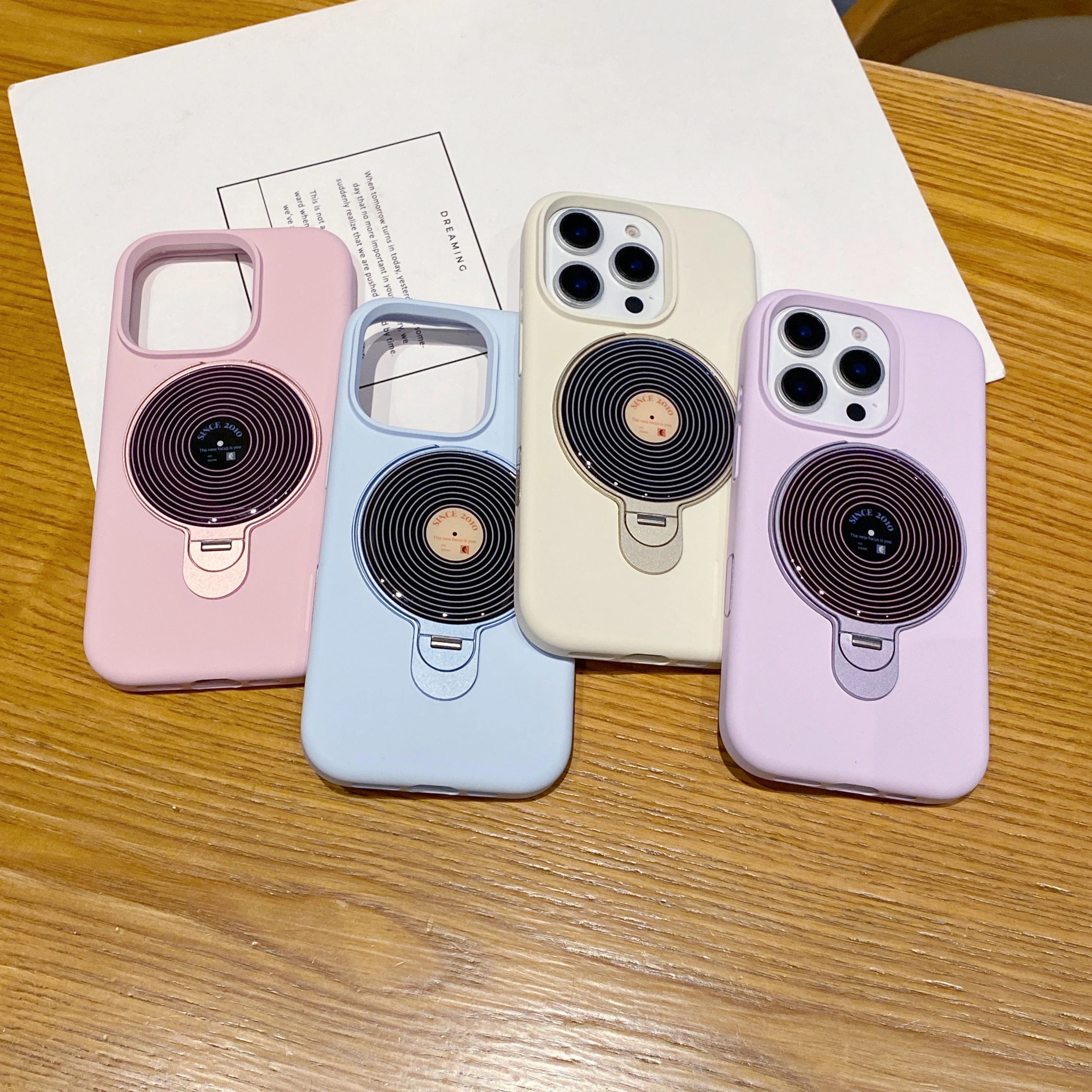 

For iPhone 16 ProMax retro black film makeup mirror rotating bracket phone case Apple 15pro liquid silicone 14 anti slip