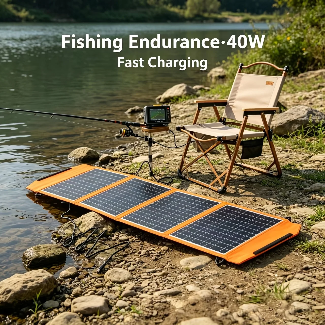 18V40W Solar Folding Bag, Equipped with Dual USB Interface and DC Interface, Compact and lightweight After Folding