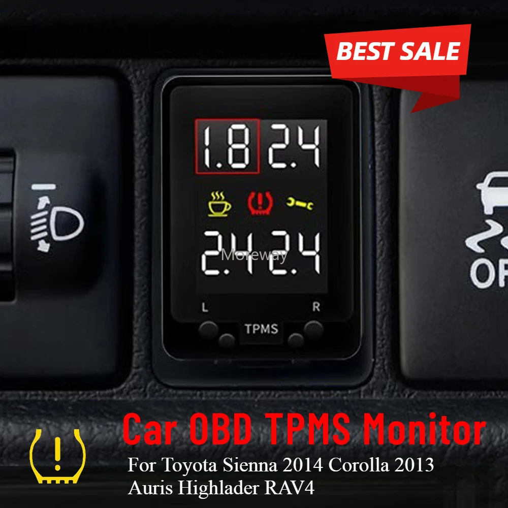 

Car OBD TPMS Tire Pressure Monitor Systems Wireless Sensor Free for Toyota Sienna 2014 Corolla 2013 Auris Highlader Accessories