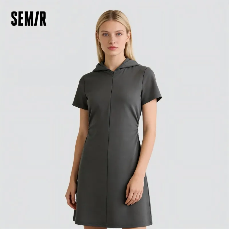 Robe Femme Semir à Capuche 2026 Effet Deux Pièces Coupe Ajustée Taille Plissée Style Urbain Décontra