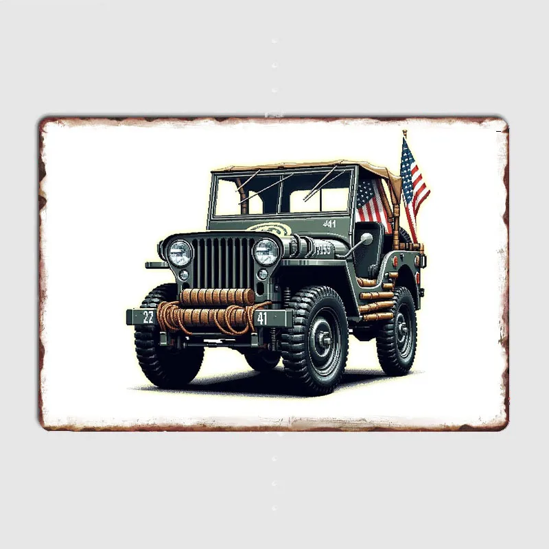 Jeep American Flag 4X4 Off Road Posters Metal Sign Tin Wall Decor Club Garage Kitchen Room Custom Tin Home Decor