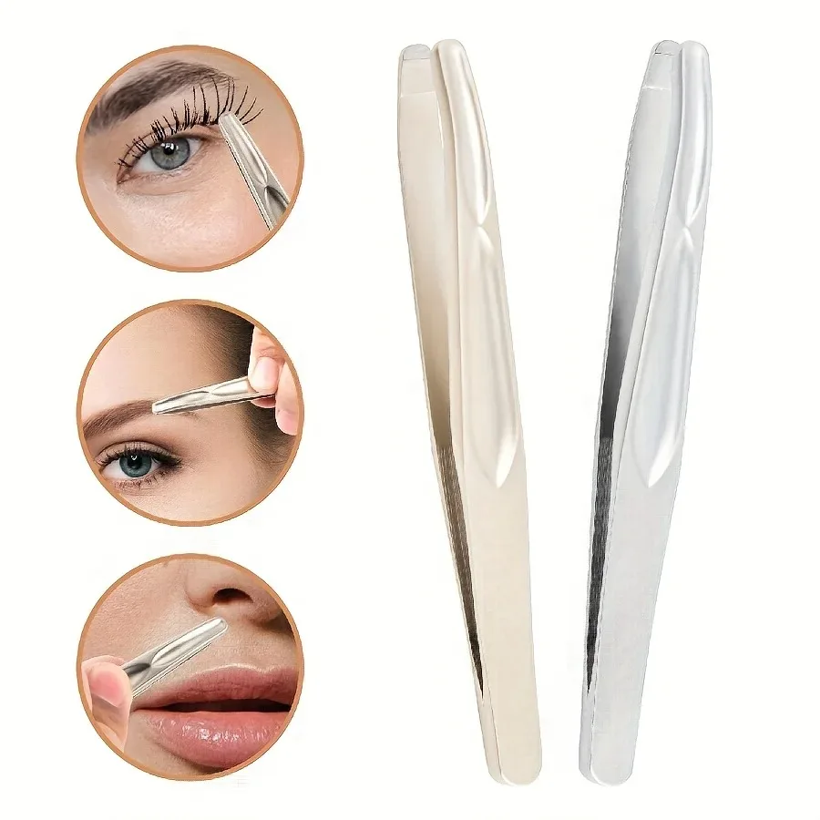 1/2/3Pcs Premium Round Head Tweezers for Eyebrow & Facial Hair Removal Seamless Clips Short Hair Precision Beard Clip