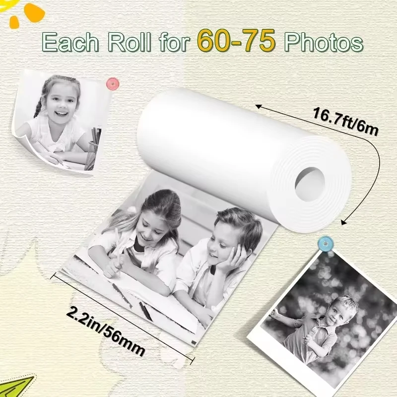 6 Rolls Instant Print Camera Paper Kids Camera Print Paper Set for Most Kids Instant Camera Refills Paper Rolls 57 x 30 mm