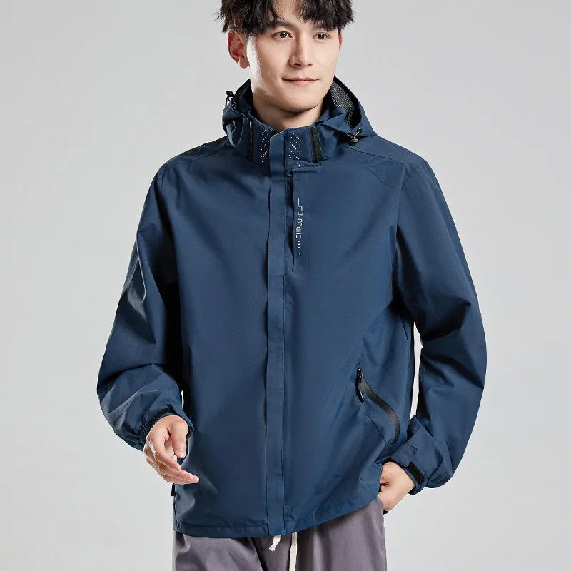 Outdoor mountaineering suit, spring and autumn sprint jacket, men's jacket, single-layer hooded waterproof thin jacket