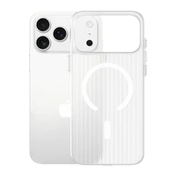 Hard PC Crystal Corrugated Phone Case For iPhone17 16 15 14 13 12Pro Max Magnetic Shockproof Matte Silicone Bumper Magsaf Cover