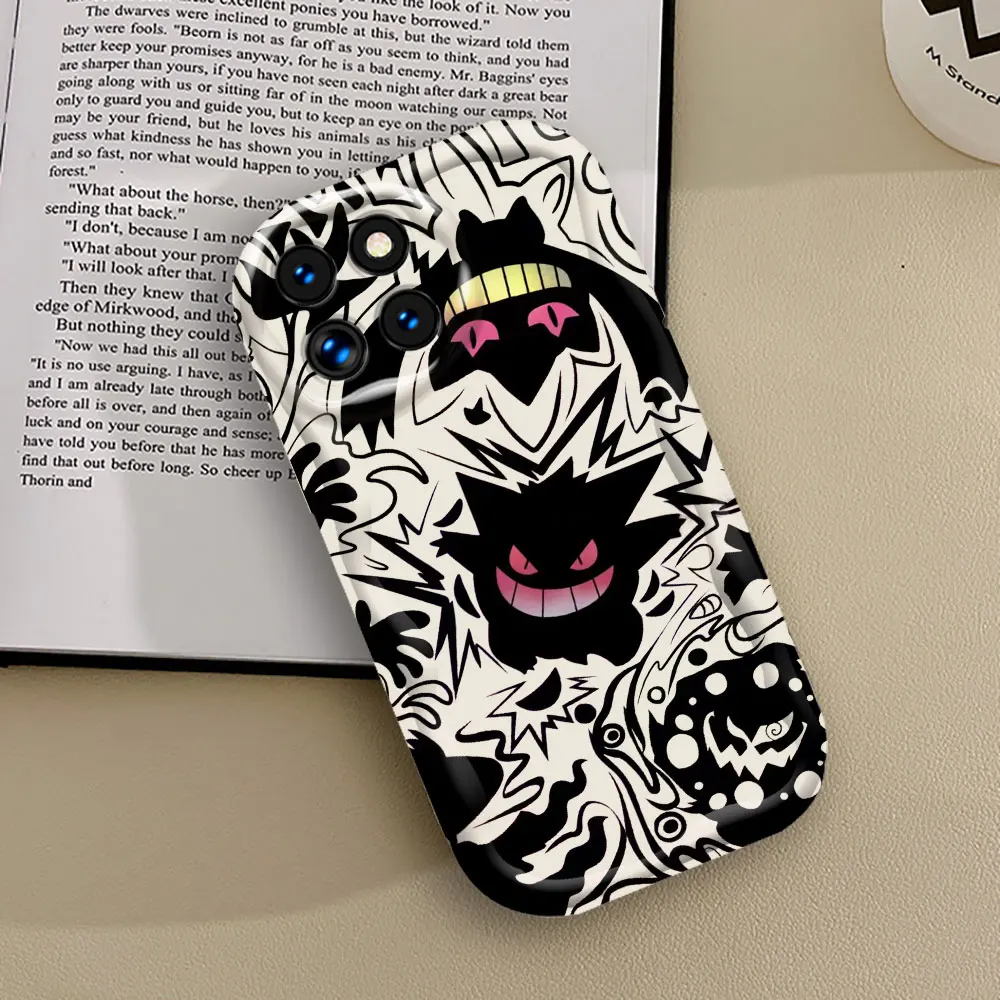 Gengar Mewtwo Pokemon Phone Case For Xiaomi Mi 14 12 11 Poco X6 X5 X4 X3 M6 M4 M3 F4 F3 Pro GT Nfc Lite C61 C31 5G 3D Wave Cover