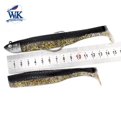 바닷물 낚시 유혹 세트 1/0 웜 후크 14g 지그 헤드 9cm 소프트 미끼 블랙 장어 액션 Weedless Minnow 비닐 물고기