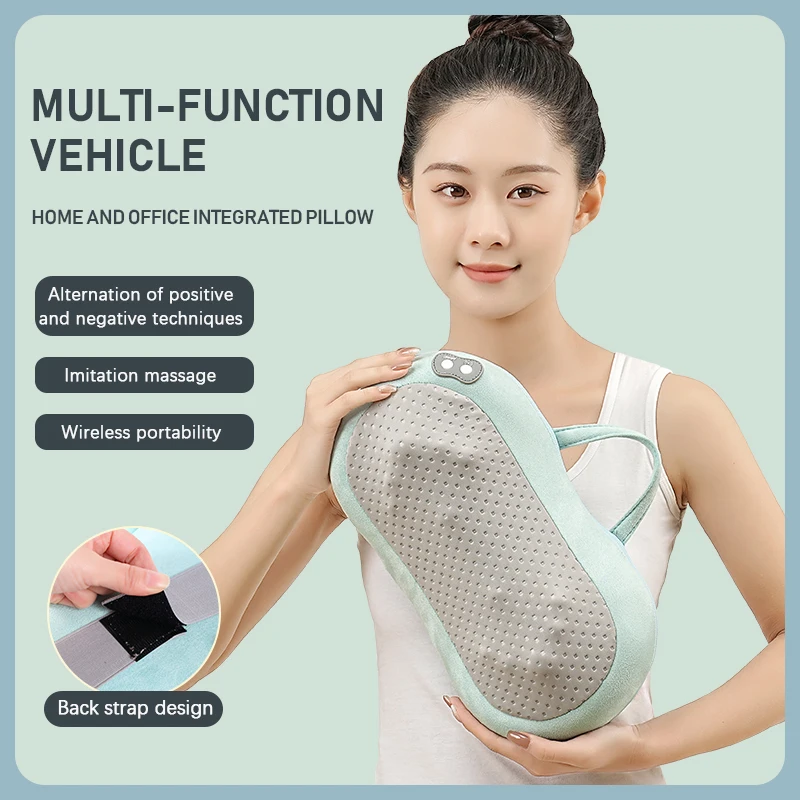 Cervical Massage Pillow Heating Electric Neck Massager Neck Shoulder and Back Multifunctional Plug-in Electric Massage Pad