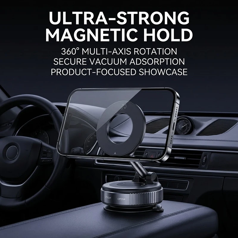 

Vacuum Adsorption Cell Phone Stand Desktop Car Multi-Axis Rotating Mount Compact Folding Universal Holder For iPhone For Samsung