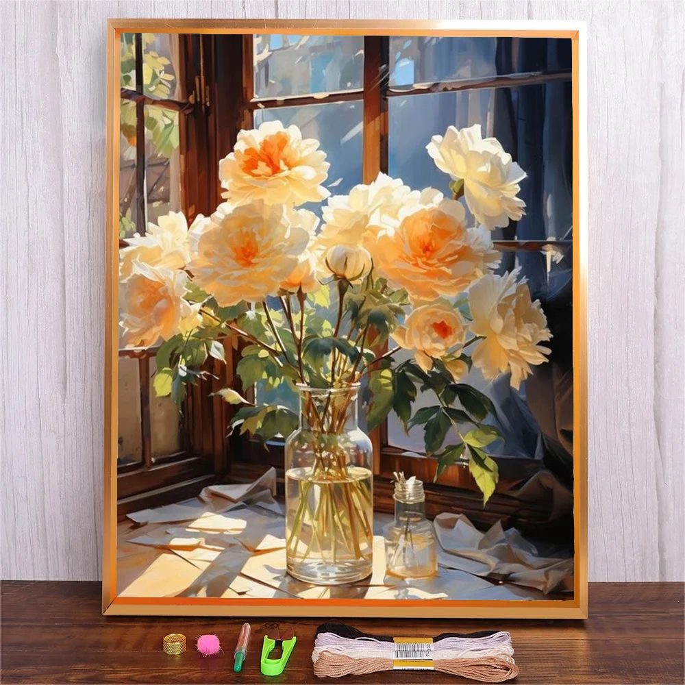 

Flower Vase Cross Stitch DIY Kit 11CT 14CT Handmade Embroidery Gift New Home Decoration Painting Art Crafts Pack Set Wall Decor