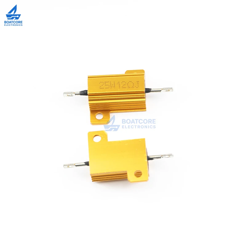 1PCS RX24 25W Aluminum Power Metal Shell Case Wirewound Resistor 0.01 ~ 200K 1 2 3 5 6 8 10 20 100 150 1K 10K ohm Gepyun RX24
