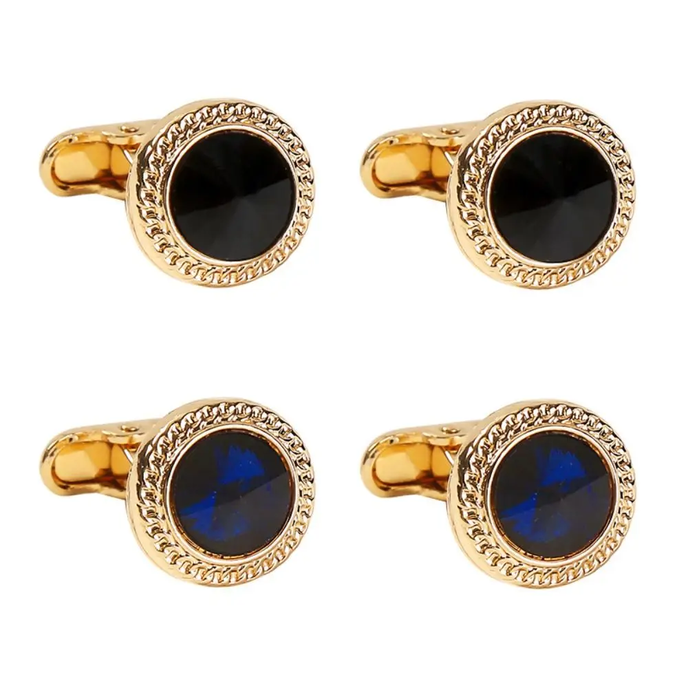 Clothing Accessories Alloy Alloy Cufflinks Rhinestone Gold Silver Cufflinks for Mens Shirt Suit Cuff Links Men