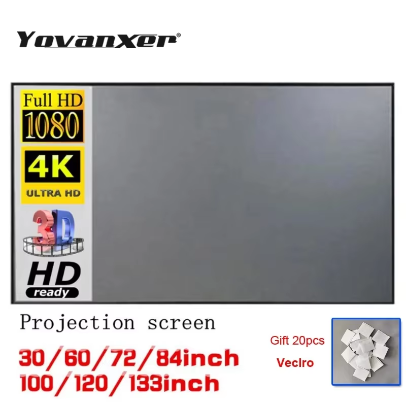  Simple Portable Projector Screen Anti Light Reflective Fabric Cloth for Home Outdoor Office HD 3D 4K Curtain Increase Brightness 