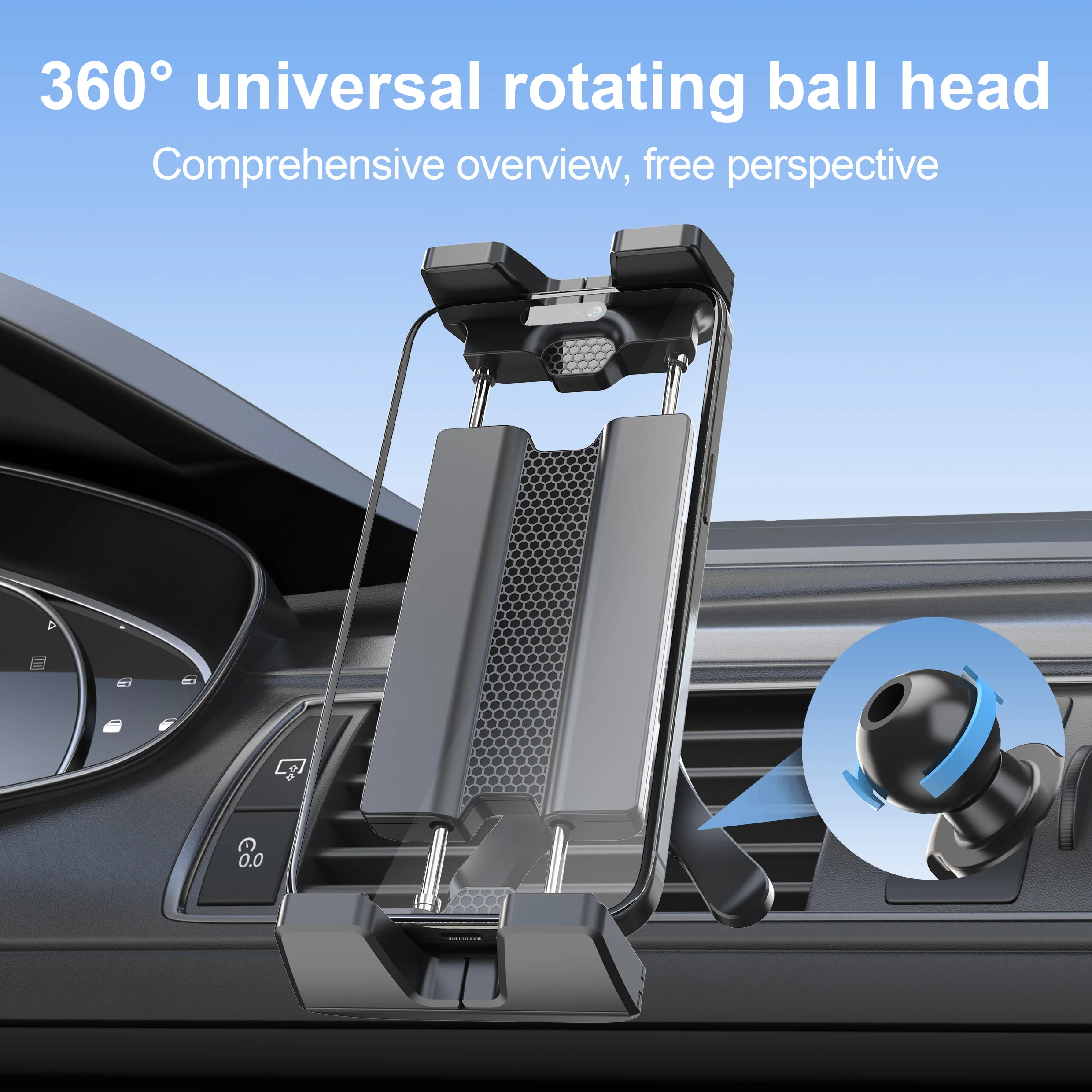 LRBH Universeller Auto-Lüftungshalter für Tablets und GPS-Geräte, passend für 7"-12,9" iPad Pro/Mini/Air 2, Galaxy Tab & 4"-7" faltbare/gerade Handys. – Detail 9