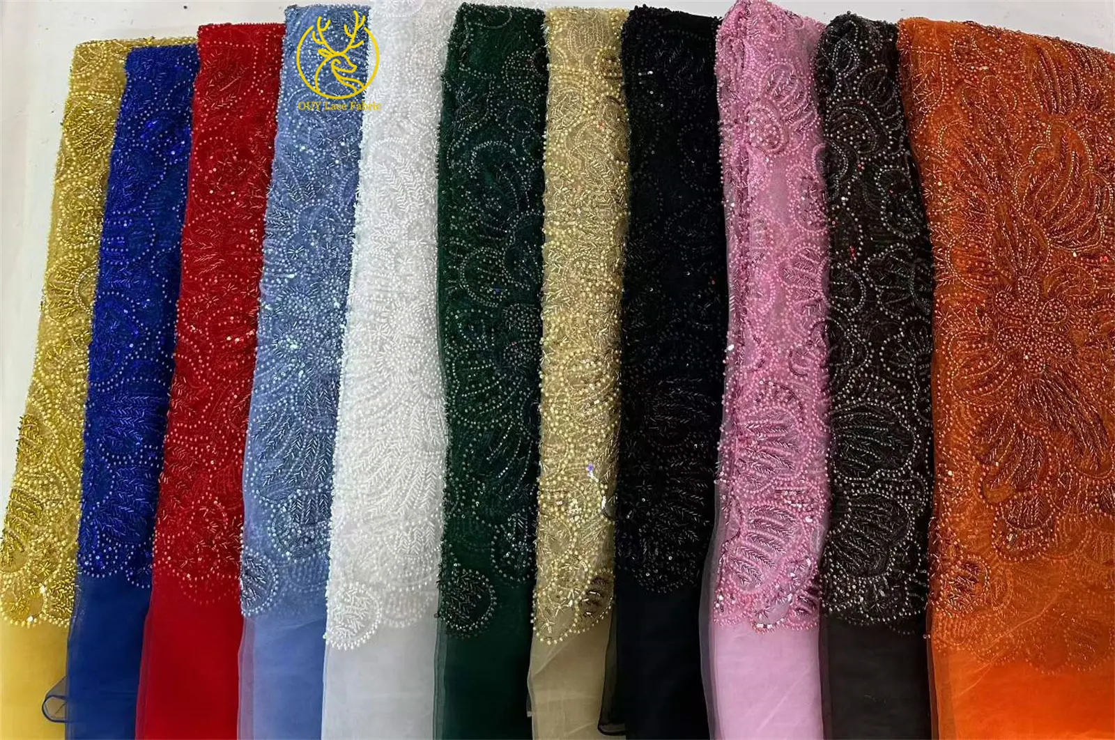 5 Yards afrikanischer Spitzenstoff 2026, hochwertige französische Perlen-Tüllspitze, luxuriöse nigerianische Pailletten-Netzspitze für Hochzeitskleider – Detail 3