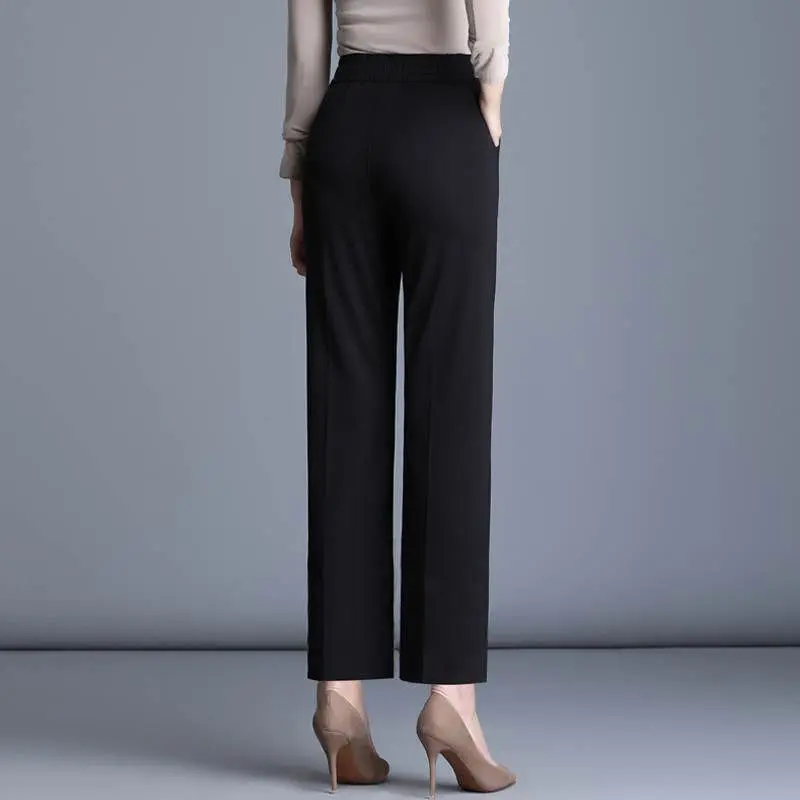 Pantalones largos hasta el tobillo de felpa gruesa para mujer, ropa informal holgada de cintura alta que combina con todo, traje recto delgado de invierno