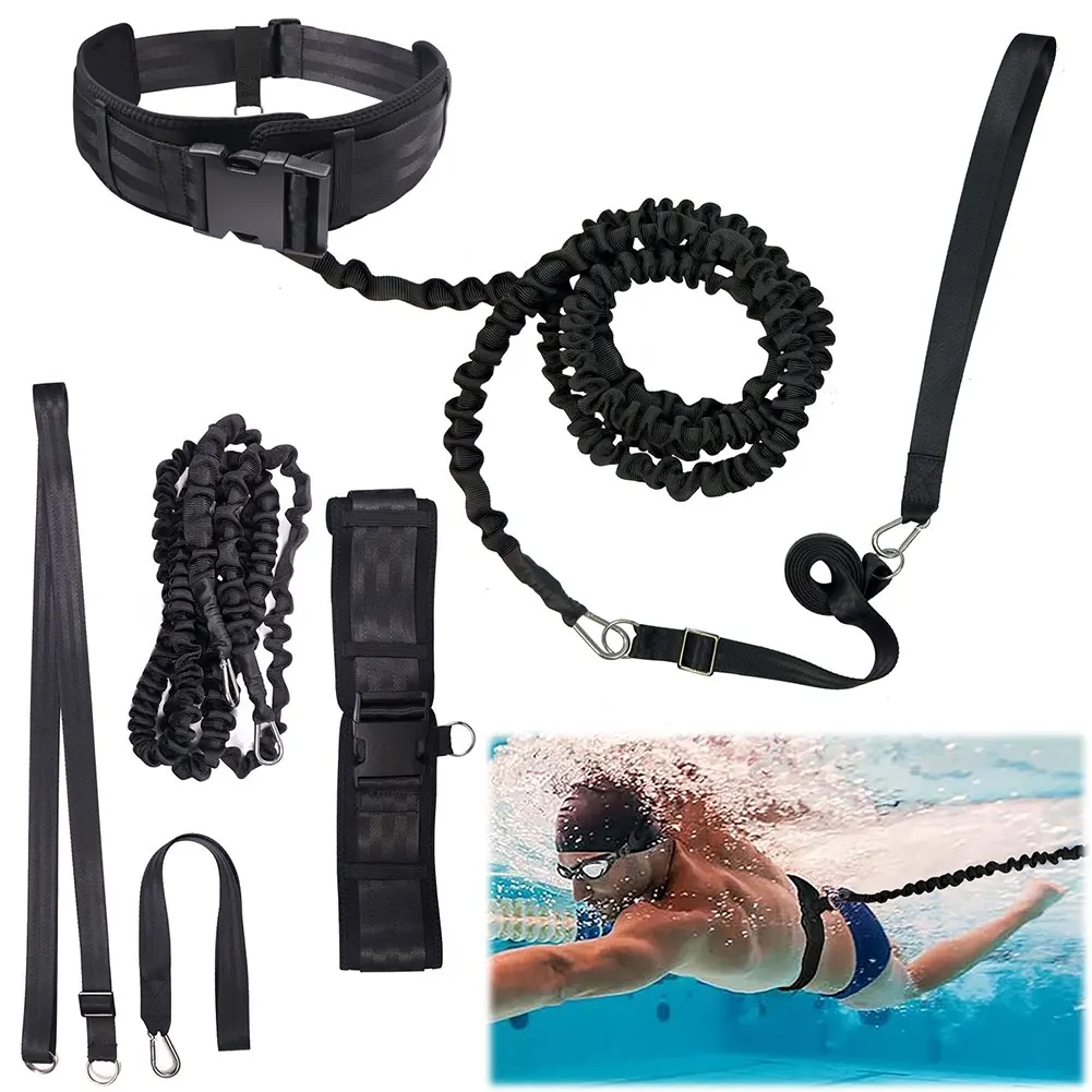 Swim Resistance Belt Stationary Swimming Aquatic Resistance Belt Pool Swim Trainer Belt Harness for Swim Training and Exercise