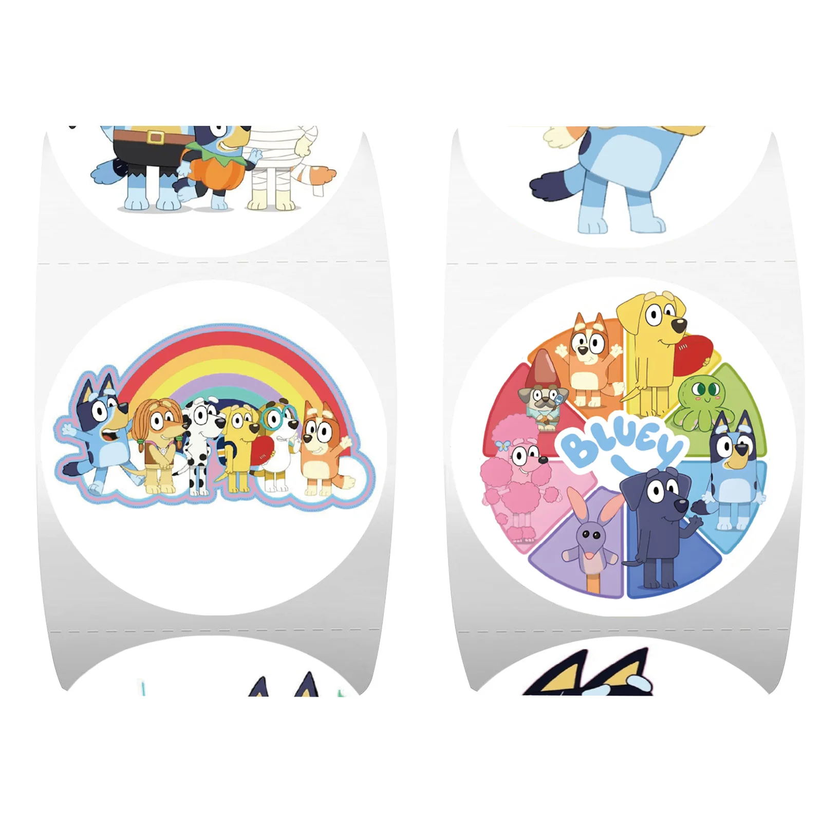 500개/롤 만화 블루이 가족 애니메이션 스티커 DIY 스케이트보드 노트북 기타 전화기 씰 라벨 데칼 장식 스티커