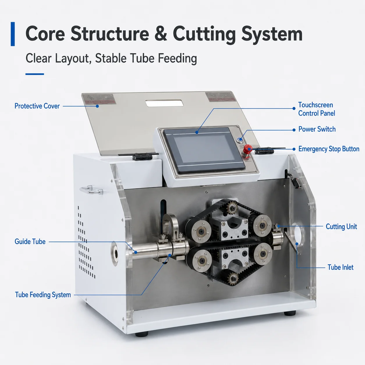 SQ-HW30D Automatic Corrugated Tube Cutting Machine PLC Control Flexible Plastic Conduit Cutter 30mm Diameter High Precision