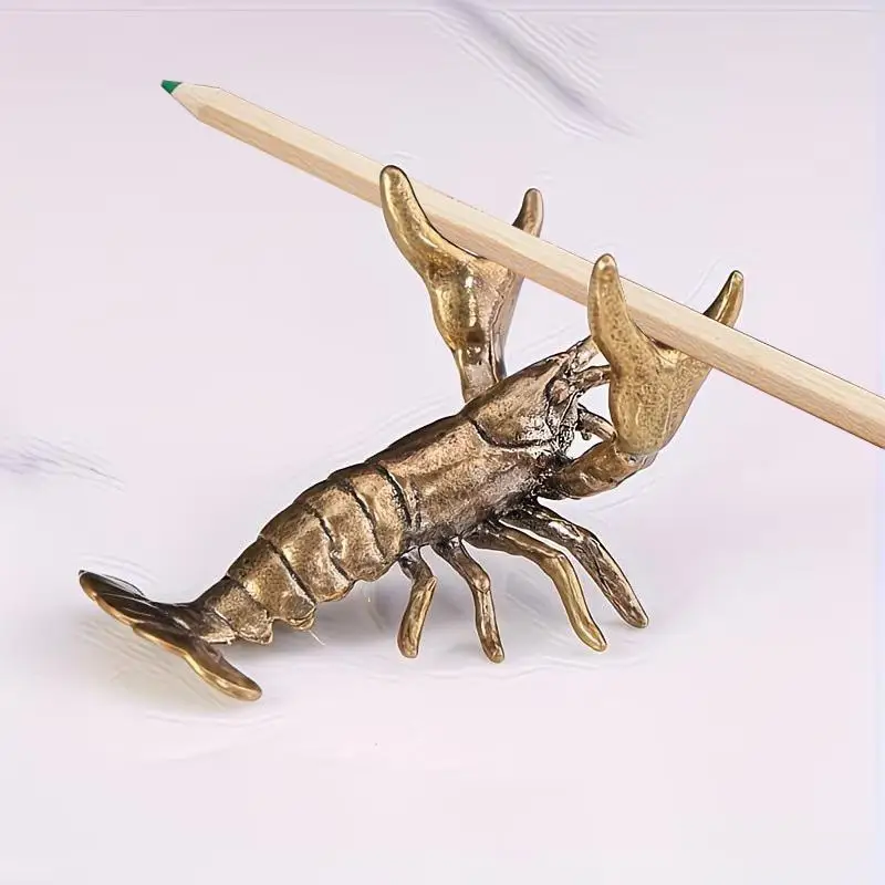 (BF06)Brass Lobster Scorpion Shaped Pen Holder Ornament Vintage Perfect For Home Office Desk Study Table Decor Display