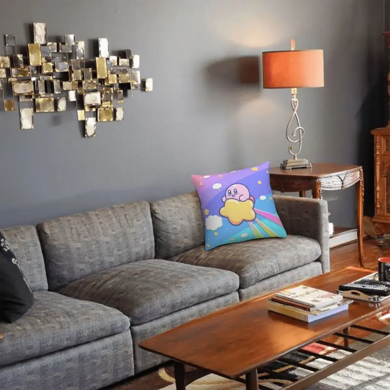 Custom Kirbys Video Game Cushion Cover Cartoom Anime Velvet Modern Pillow view 4