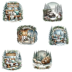Clothing Thermoadhesive Patches Watercolor Deer Rabbit Horse Snowman Iron on Transfers for Clothing T-shirts Stickers