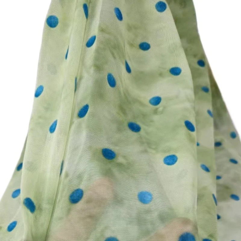 1/2/3/5yards Green Color Polyester Polka Dot Spandex Mesh Fabric Stretchy African Nigeria George Fabric for DIY Sewing Dress