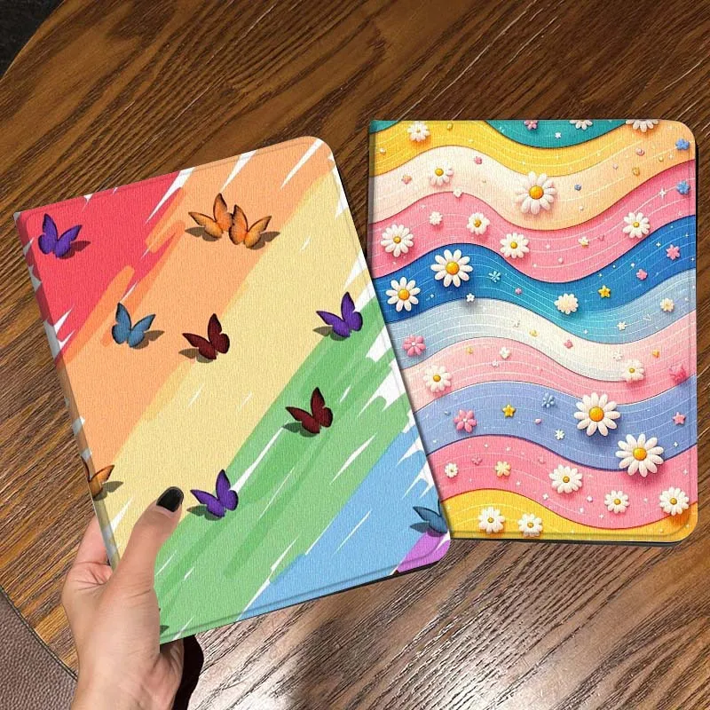 

Cute Butterfly Rainbow Gift For iPad Pro Air Mini 2 3 4 5 6 7 6th 7th 10th 11th 10.2 9.7 10.5 11 Foldable Tablet Case