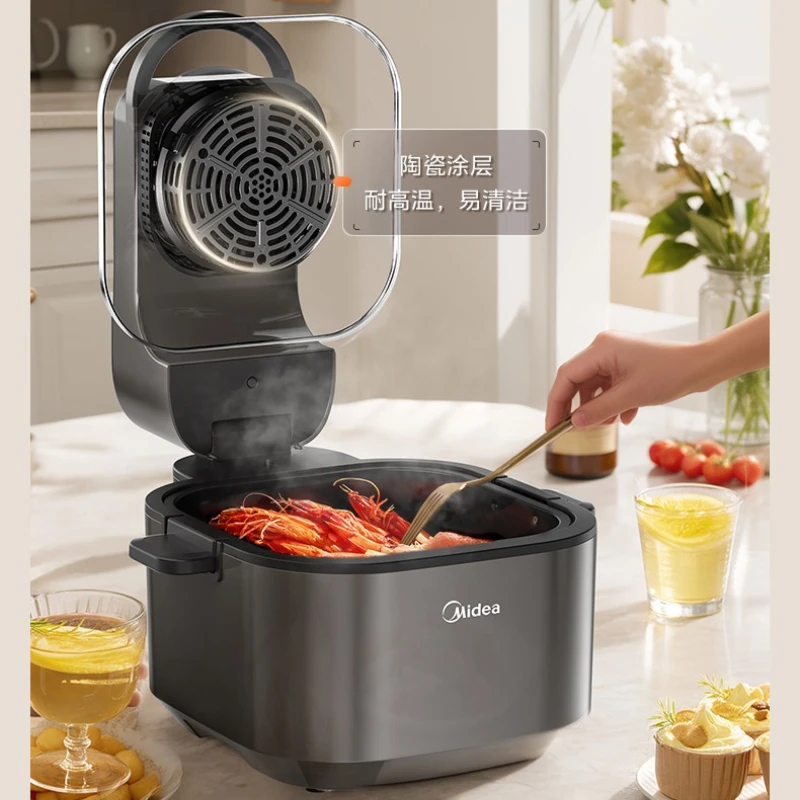 Freidora de aire Visual, horno eléctrico multifuncional de gran capacidad para el hogar con doble fuente de calor