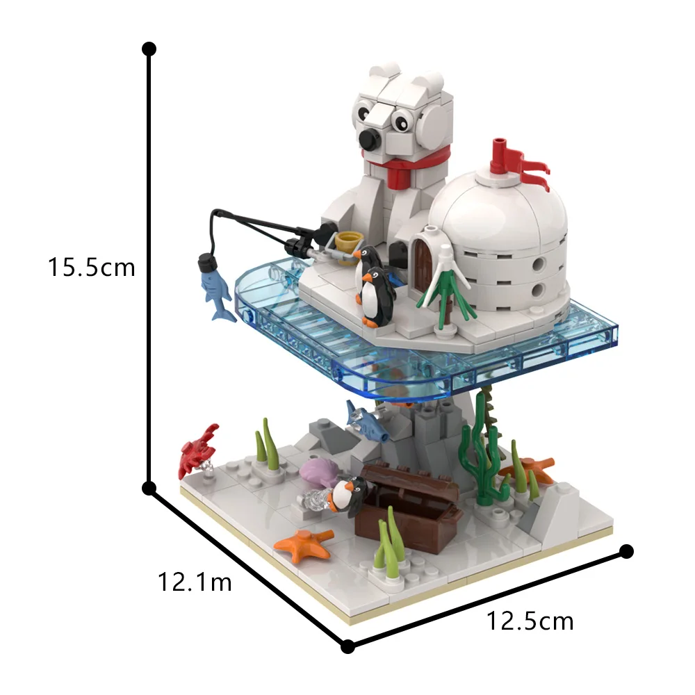 Gobricks MOC-Ensemble de construction d'ours polaire de Noël, aventure de neige, ours polaire, ours polaire SHItime, jouet en briques