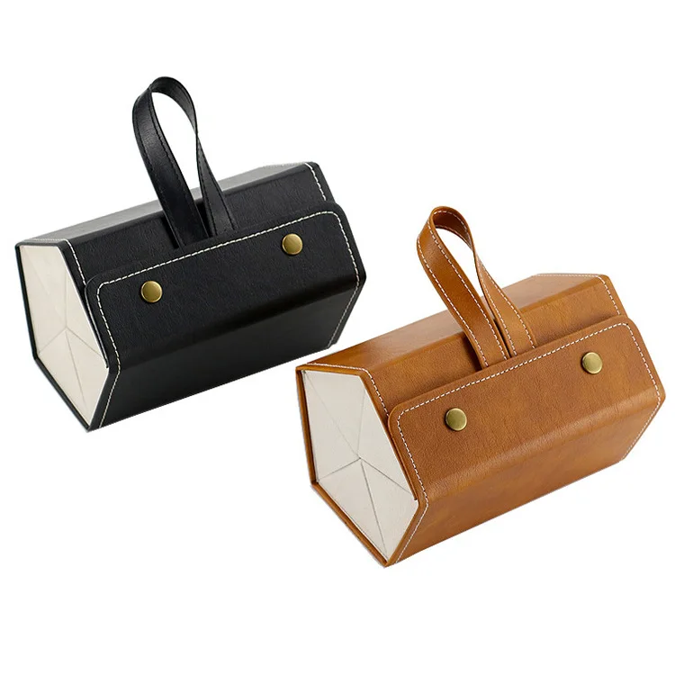 Portable Glasses Case Cover PU Leather 5 Pairs of Sunglasses Holder Box Eyeglasses Storage Box Magnet Switch PU Bag image 5