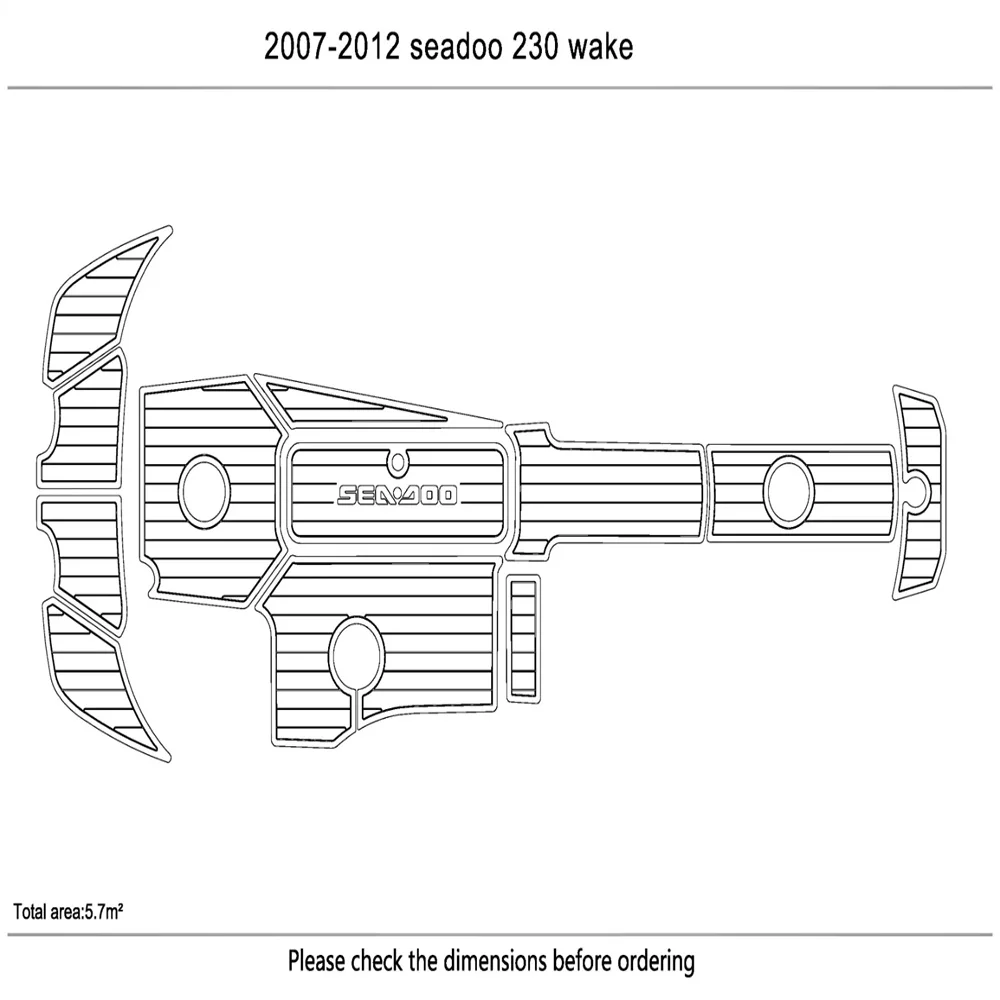 

2007-2012seadoo 230 wake Cockpit & Swimming platform1/4" 6mm faux teak floor Mat SeaDek MarineMat Gatorstep Style Self Adhesive