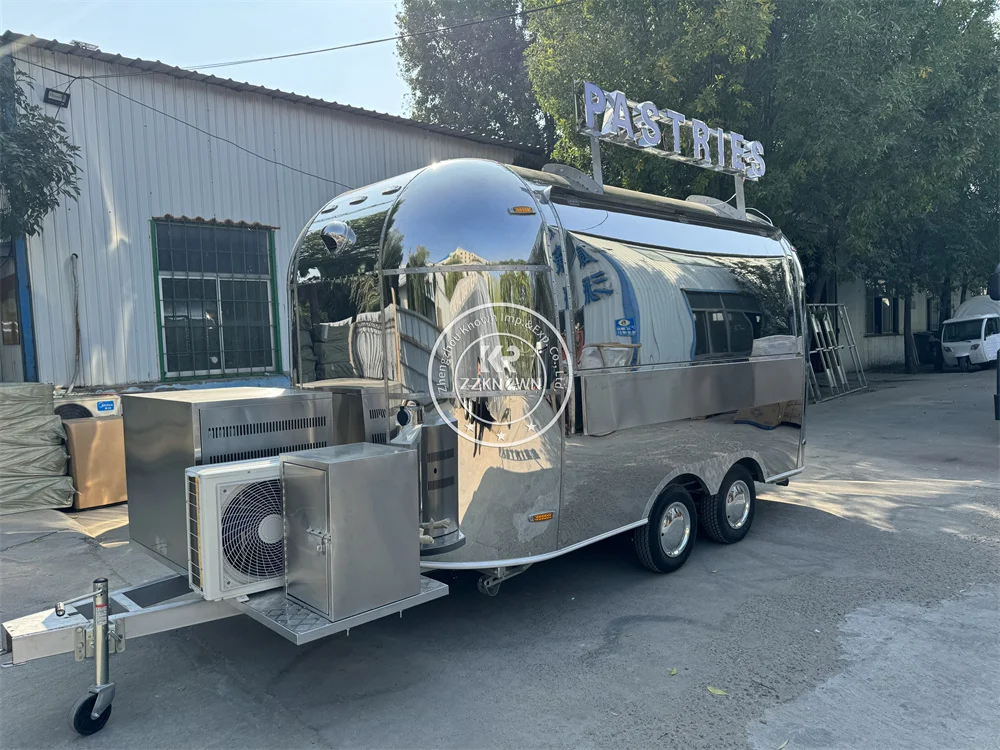 Мобильный грузовик для еды Airstream, тележка для кофе и мороженого, мобильный кухонный киоск, прицеп для пищевой концессии с полностью оборудованием