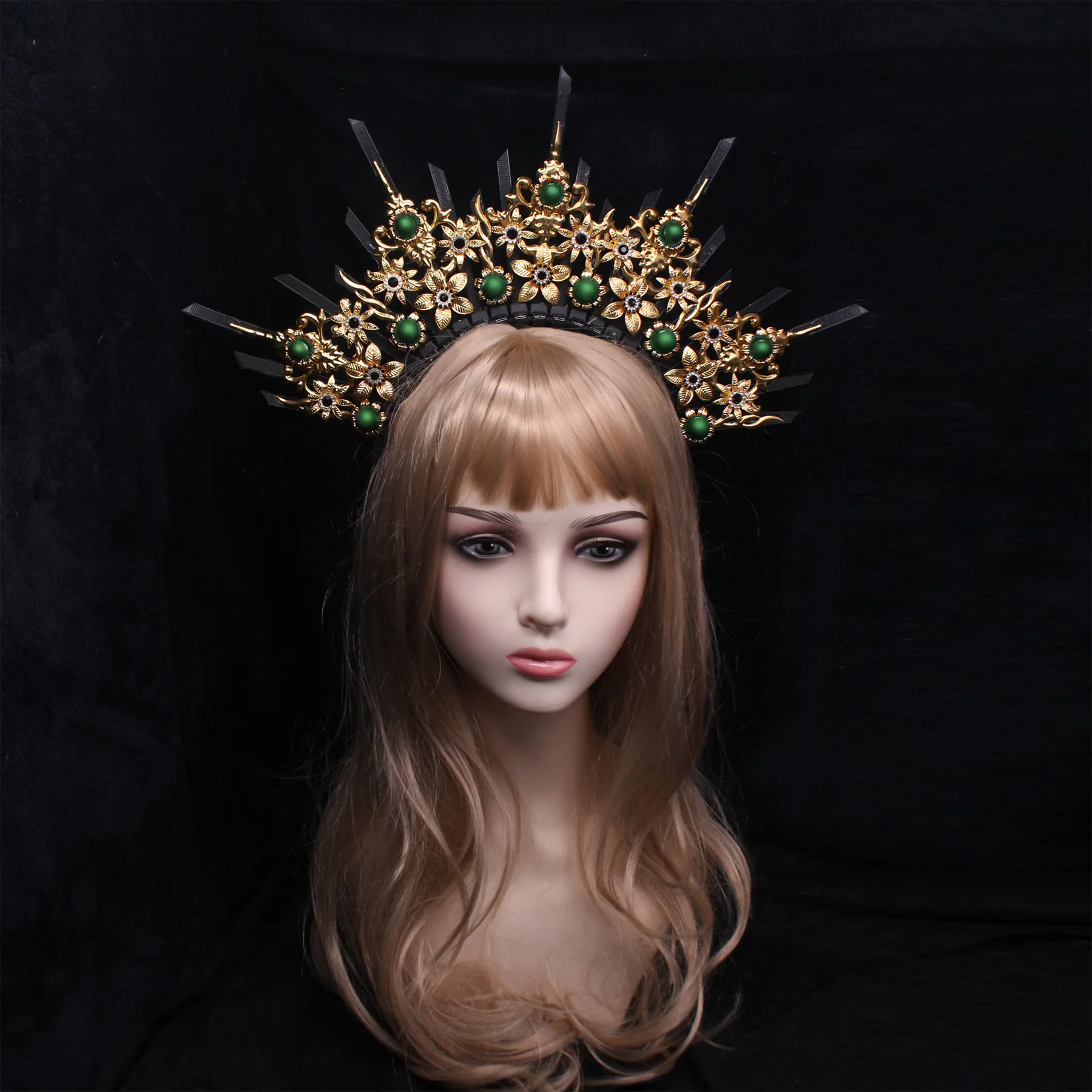 Gold halo crown  Flower crown  Wedding headpiece Bridal crown Burning man Festival headband Photoshoot for Women Girls