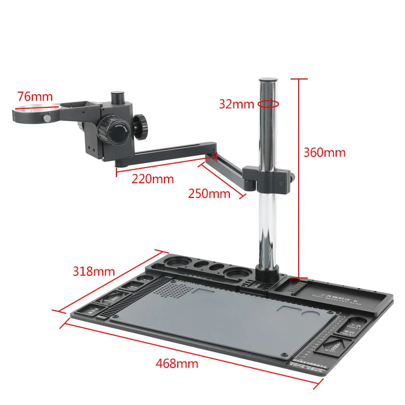 Multifunction Aluminum Alloy Stereo Trinocular Binocular Microscope Phone Soldering Repair Platform Stand Holder Worktable Base