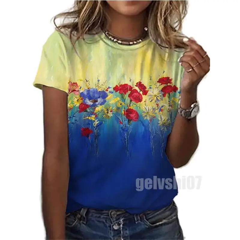 Abstract Oil Painting Floral 3D Print T-Shirts Summer Women's T Shirt Streetwear Unisex Tops Girls Fashion Harajuku Vintage Tees