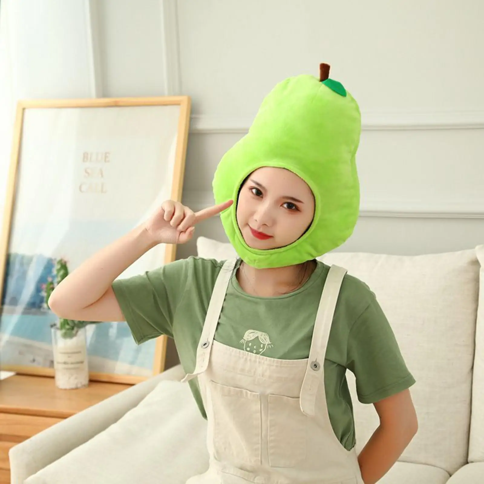 

Fruit Headgear Plush Costume Hat Cute Green Cap Cosplay Party Accessory for Home Festival and Photography