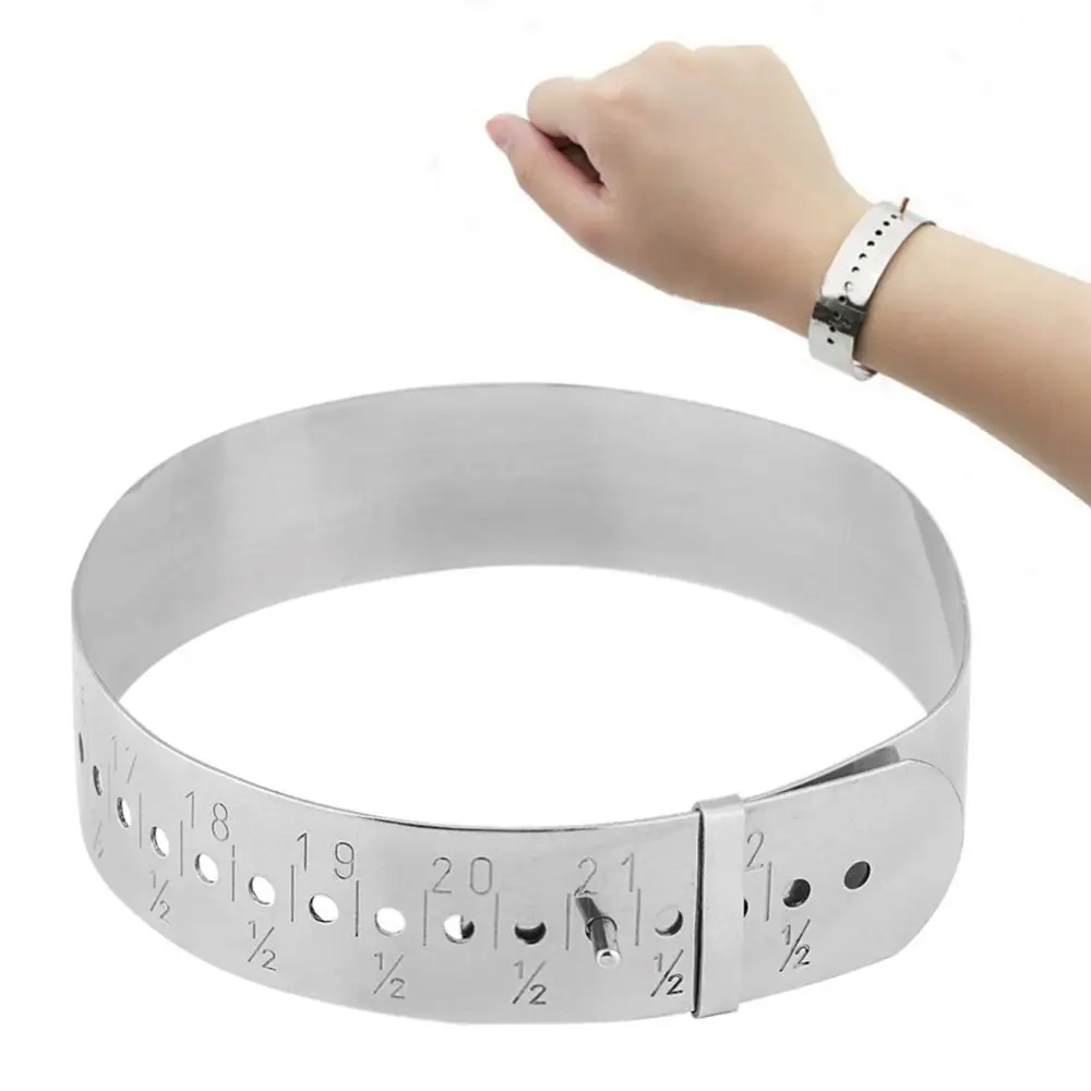 Stainless Steel Adjustable Bangle Gauge Adjustable Metal Slide 15-23cm Jewelry Making Bracelet Sizing Tools Measures in Inches