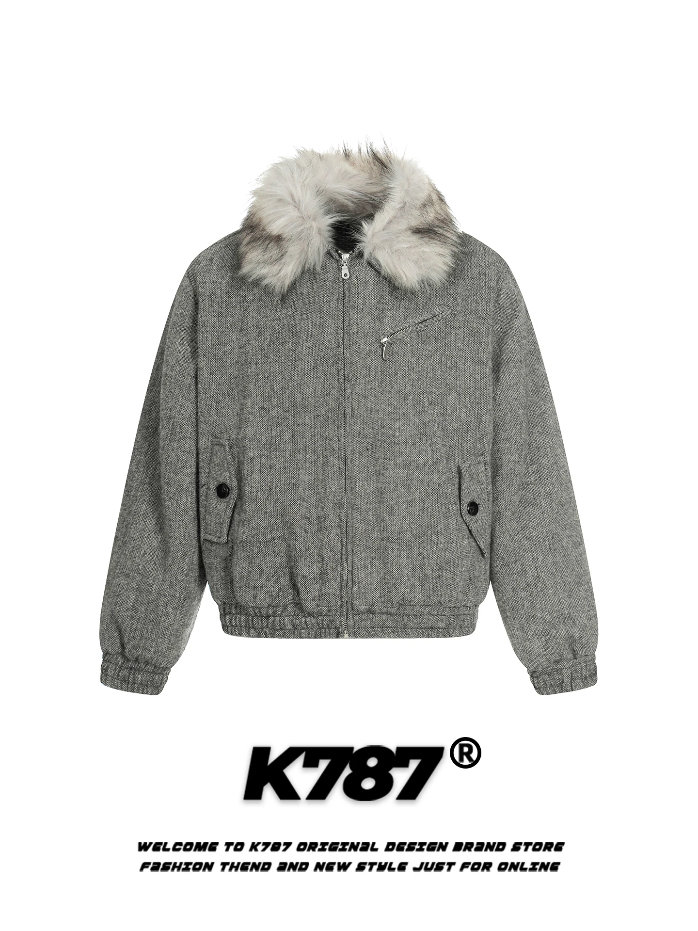 

Куртка K787 в американском винтажном стиле, стеганая, с меховым воротником, на молнии, очень теплая, осенне-зимняя верхняя одежда для пар