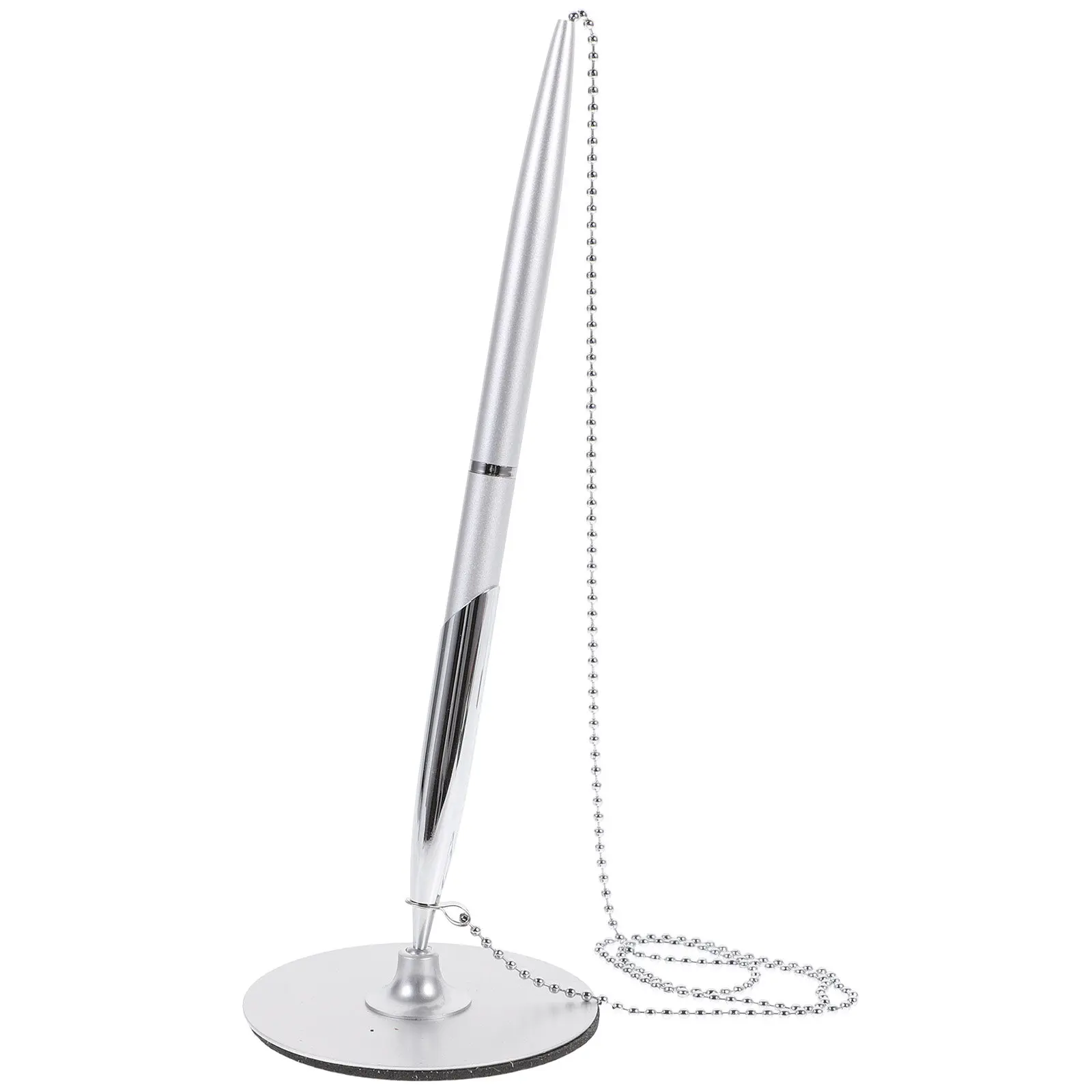 

1Pcs Metal Ballpoint Pen Silver Ergonomic Desktop Office Signature Counter Service Smooth Writing School Home Use Stationery