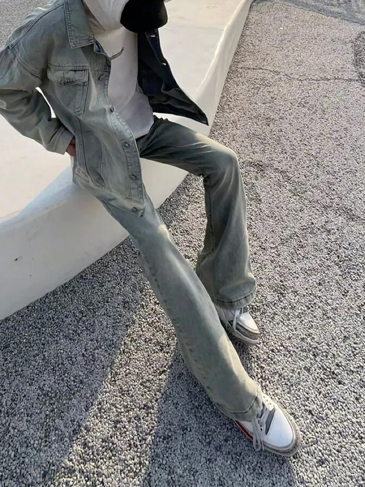Washed Denim Jeans Slim Fit mid Waist Straight Leg Micro Flared Pants for Men And Women Autumn Fashion Cleanfit Narrow Version