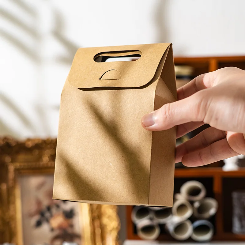 Thickened Kraft Paper Gift Boxes Portable Minimalist DIY Sticker Wrapping Boxes for Candy & Small  Presents  Packaging