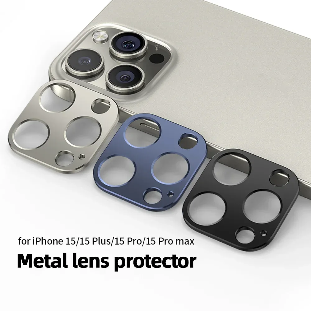 Hallow Metal Lens Protector For iPhone 15 Pro Max Plus Metal Alloy Camera Cover Sticker For iPhone 15/15Pro/15Plus/15 Pro Max