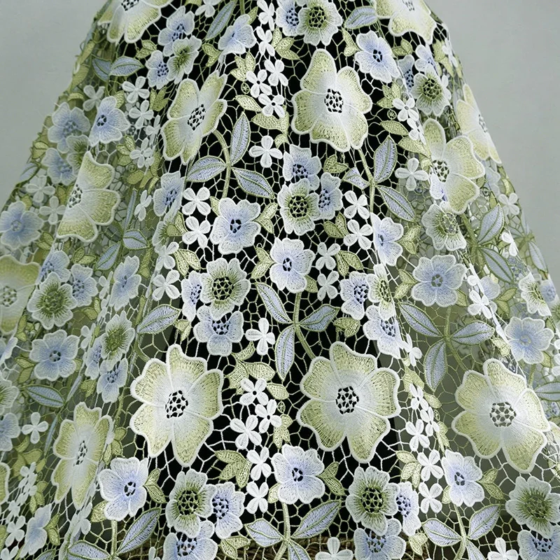 

Elegant hollow-out water-soluble embroidered lace fabric, high-end clothing fabric, fashion designer, dress fabric