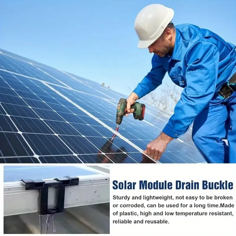 Clipes de drenagem de fluxo de água para painel solar, 40 peças, suporte de montagem de plástico preto durável para painéis solares, calhas, sistemas de telhado