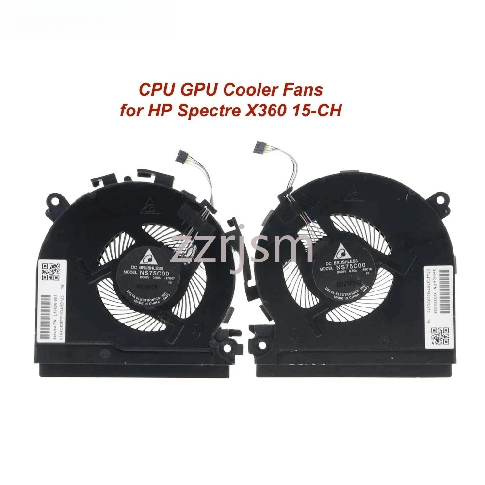 CPU GPU Cooler Fans For HP Spectre X360 15-CH 15-CH011dx Cooling PC Fan Radiator L17605-001 L17606