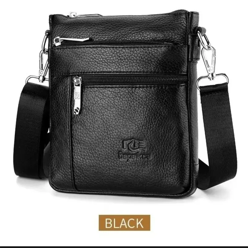 Vertical Leather Crossbody Bag for Men Stylish Shoulder Bag Top Grain Leather Business Messenger Bag