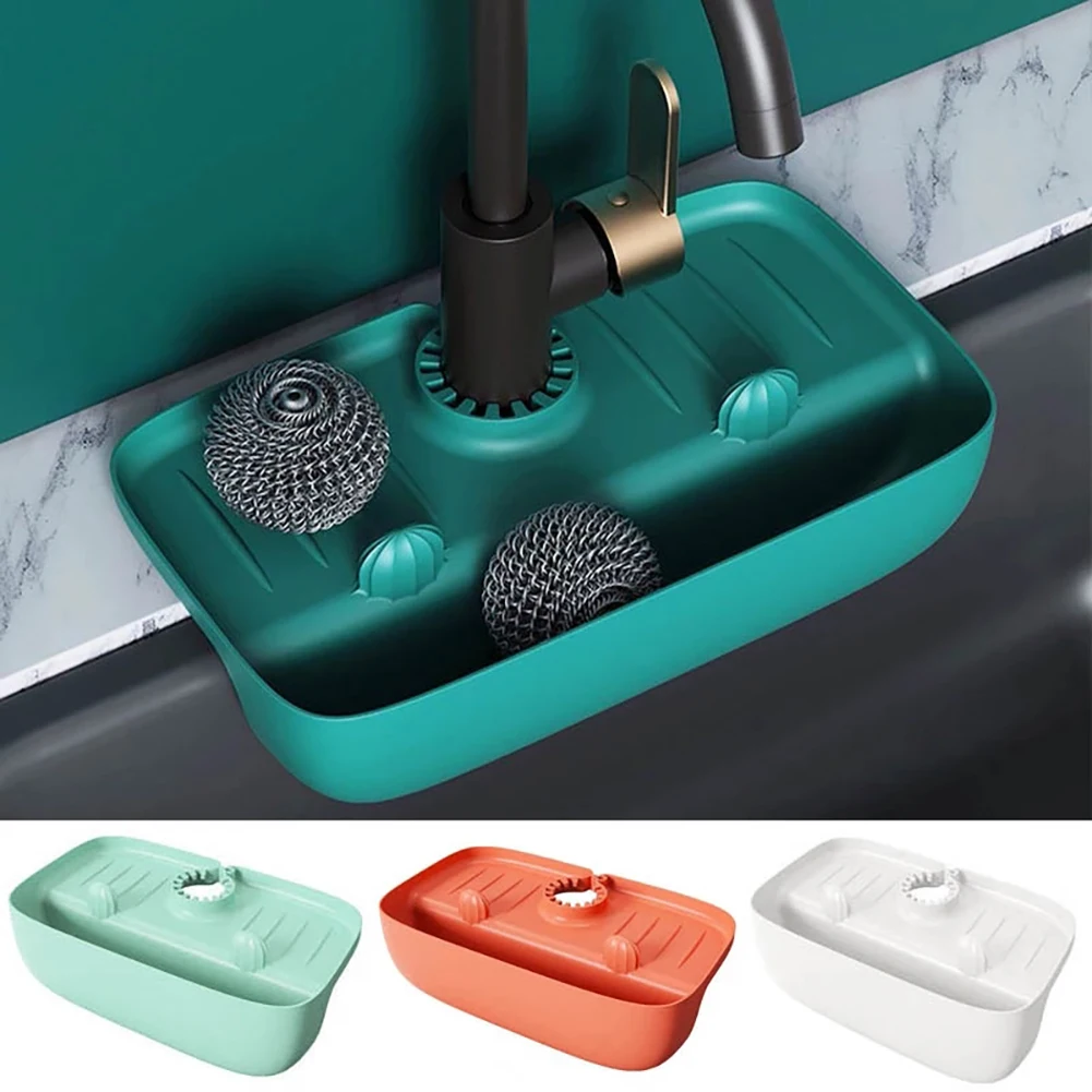 Silicone Kitchen Sink Faucet Mat Splash-Proof Drain Pad Splash Catcher Soap Bar Holder Water Splash Guard Sink Sponge Holder