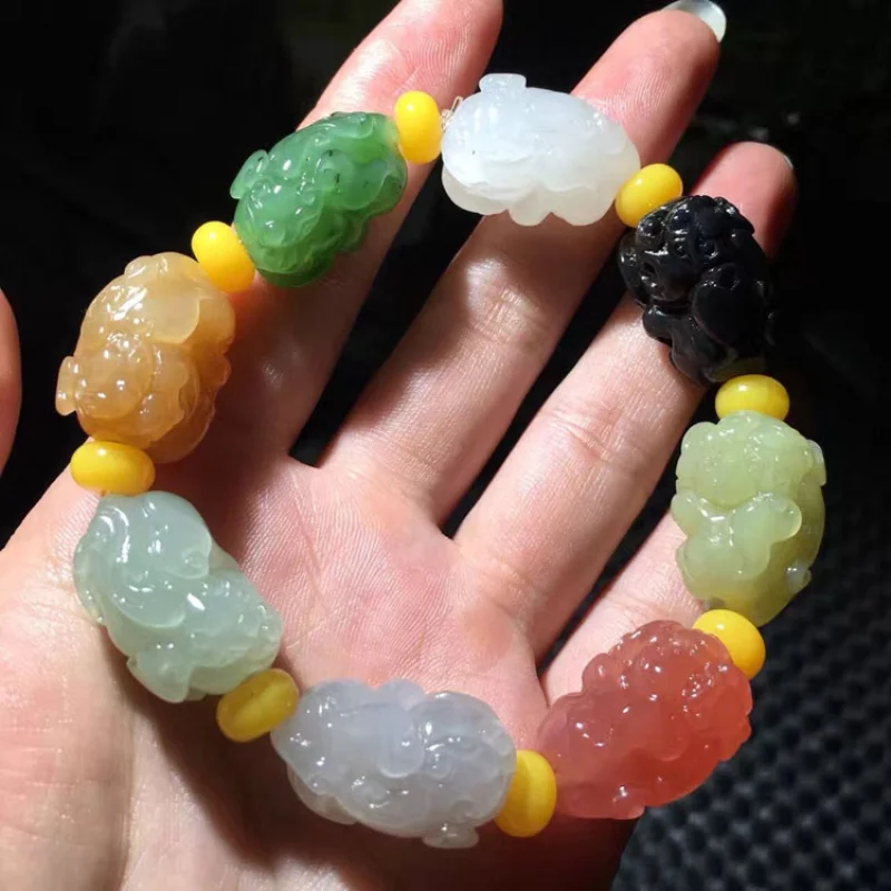 

Jasper, white jade, sugar jade, Russian jade, Xiuyu, blue and white jade, red agate, Hotan jade, multi-gem Pixiu bracel