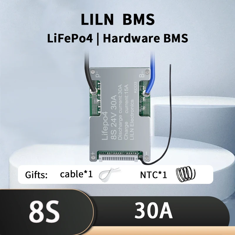 LILN NTC Hardware BMS Lifepo4 Battery BMS 8S 24V lifepo4 30A For Energy Storage Electric Vehicle Scooter Bike Golf Car RGV